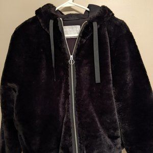 ATHLETA Ritual Jacket, Black, Size L, Faux Fur, Hooded, New With Tag